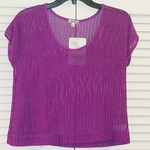 NWT Lily White Mid Rise Mesh W/Velvet trim Top: S Best Offer